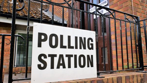 Polling station sign